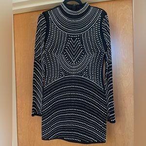 Studded high neck long sleeve dress